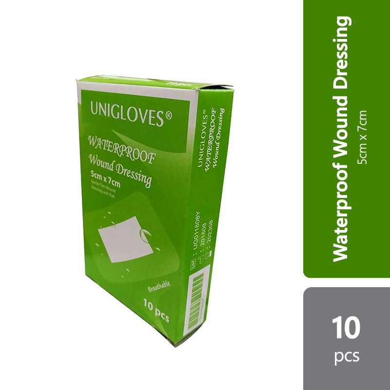 UNIGLOVES WATERPROOF WOUND DRESSING 5CMX7CM 10PC