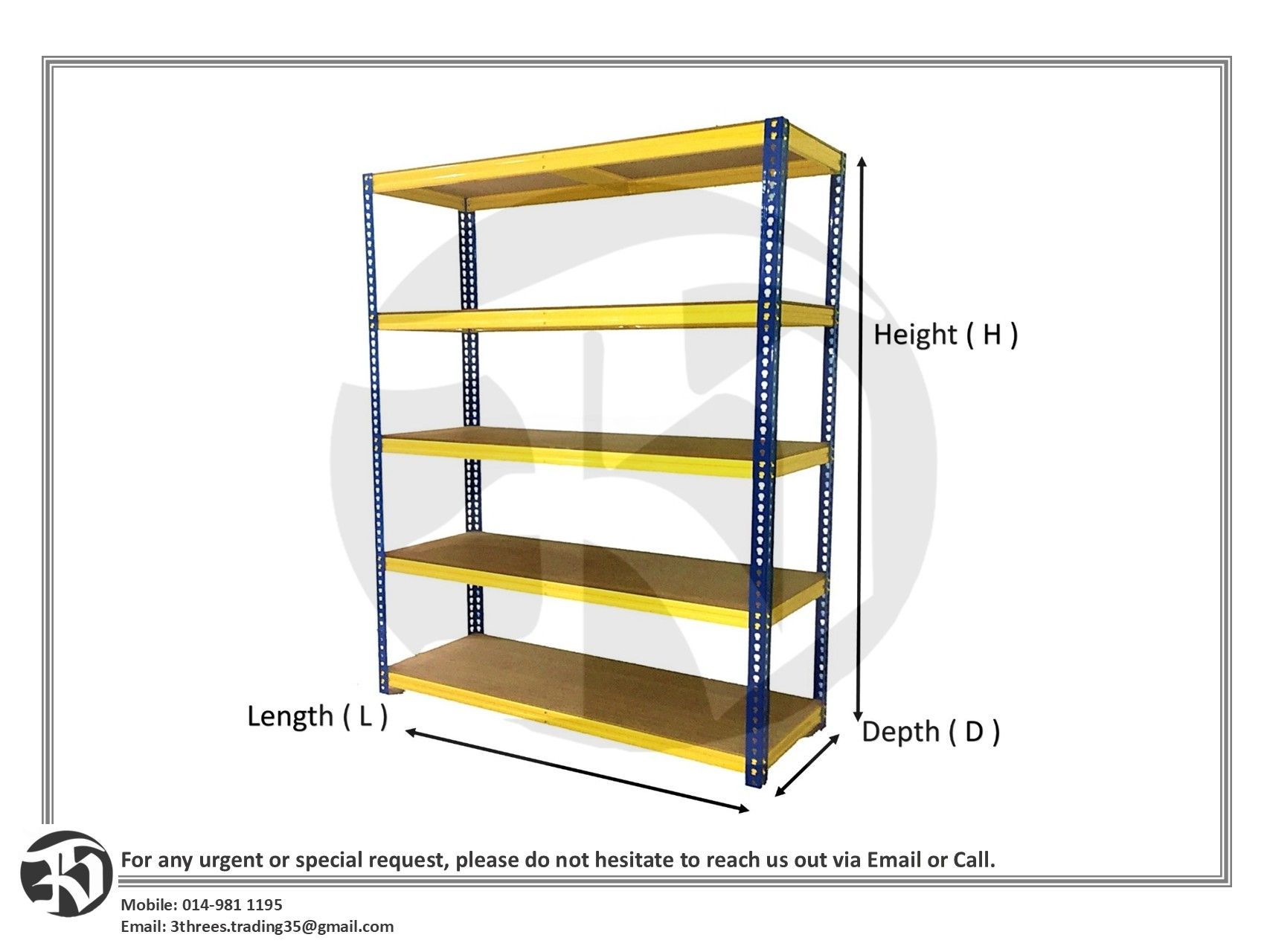 Heavy Duty Boltless Rack 6ft/7ft/8ft (Self Assemble) 5 Level