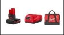 MILWAUKEE M12™ Starter Pack HB5 M12™ HIGH OUTPUT™ 5Ah Battery M12™ Charger M12™ Contractor Bag