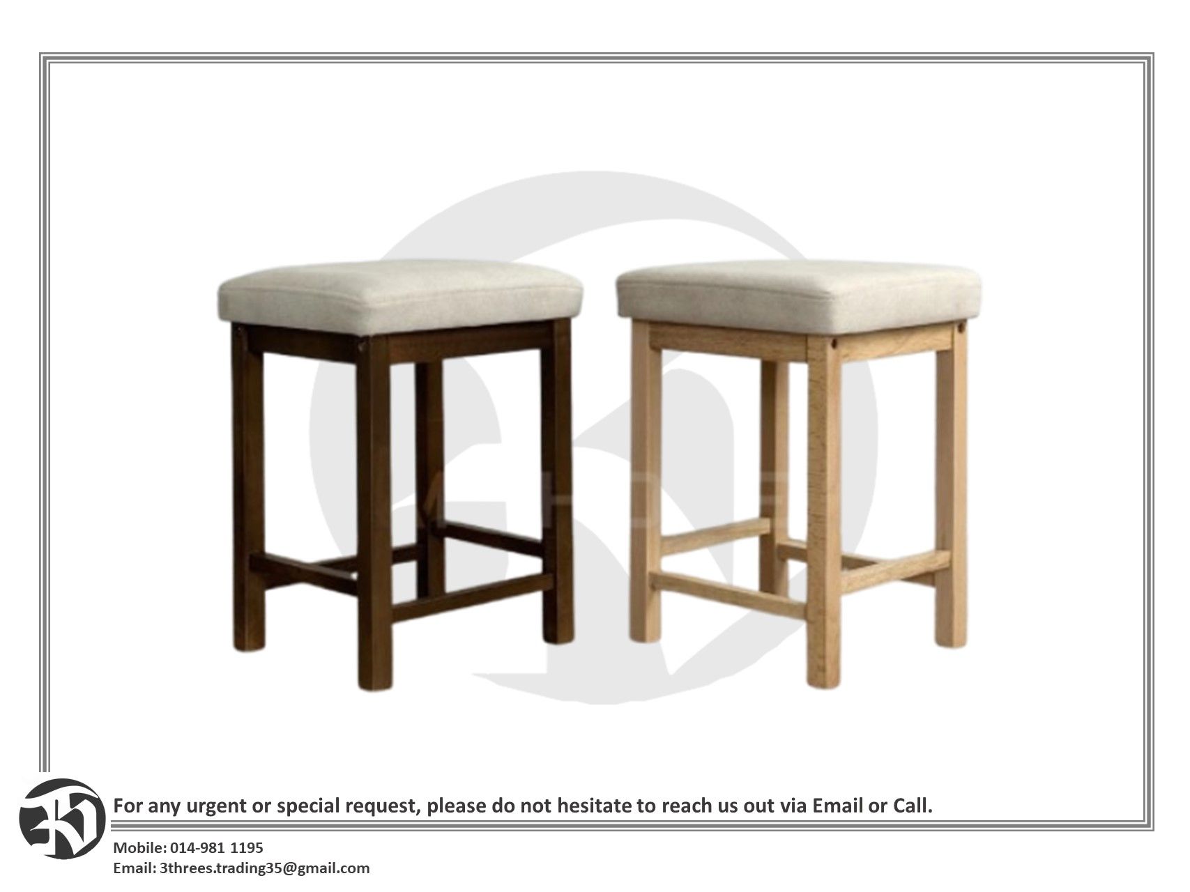 Wooden Stool Chair With Cushion