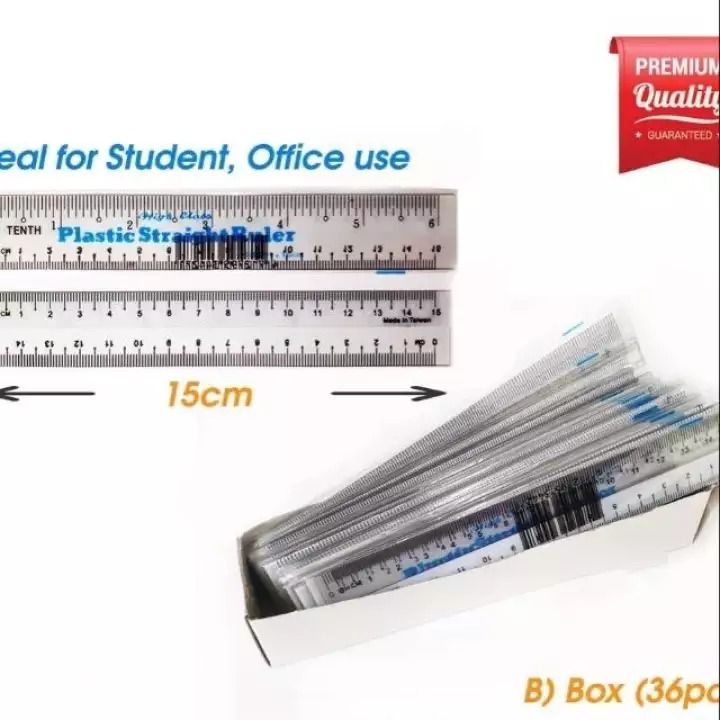 PLASTIC STRAIGHT RULER 6INCHx 15cm 36PCS/BOX