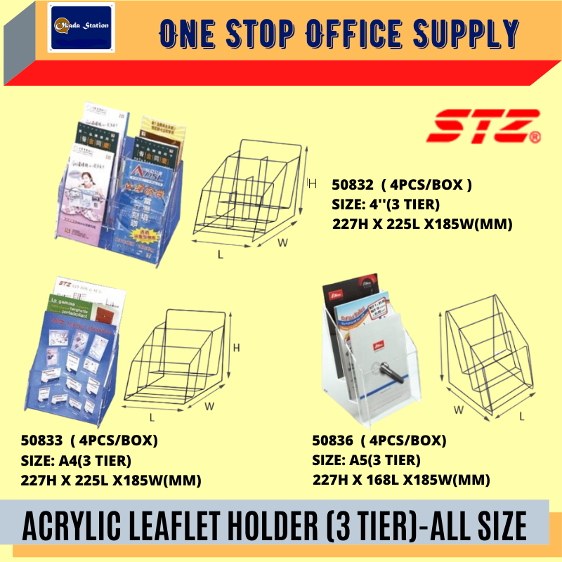 STZ ACRYLIC LEAFLET HOLDER (3 TIER)-ALL SIZE /STZ /Acrylic Leaflet Holder /Leaflet /3 Tier Leaflet Holder /STZ Acrylic Holder /