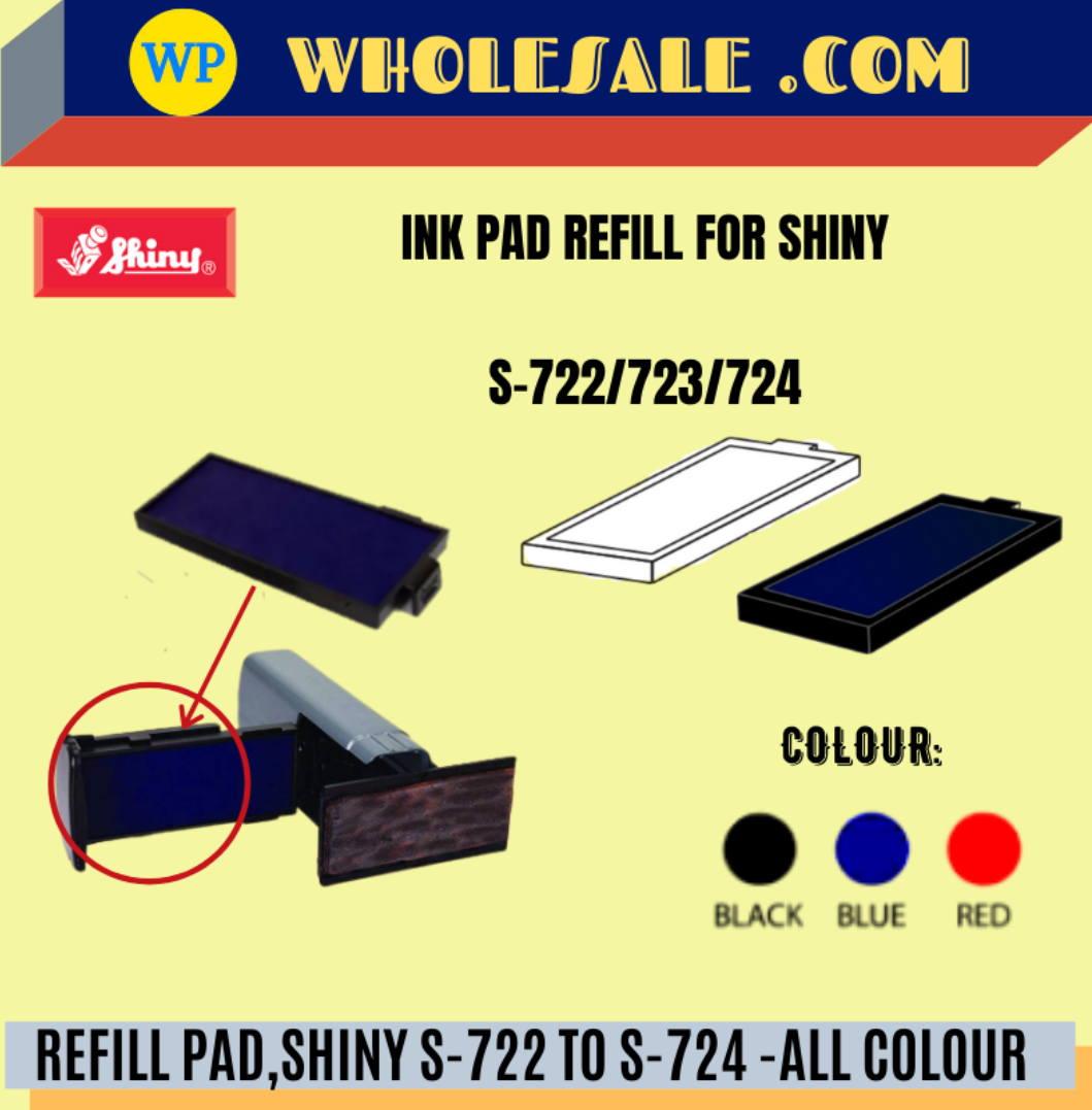 SHINY / REFILL PAD / S-722 TO S-724 / ALL COLOUR / DATE / REFILL INK / STAMP PAD REFILL /