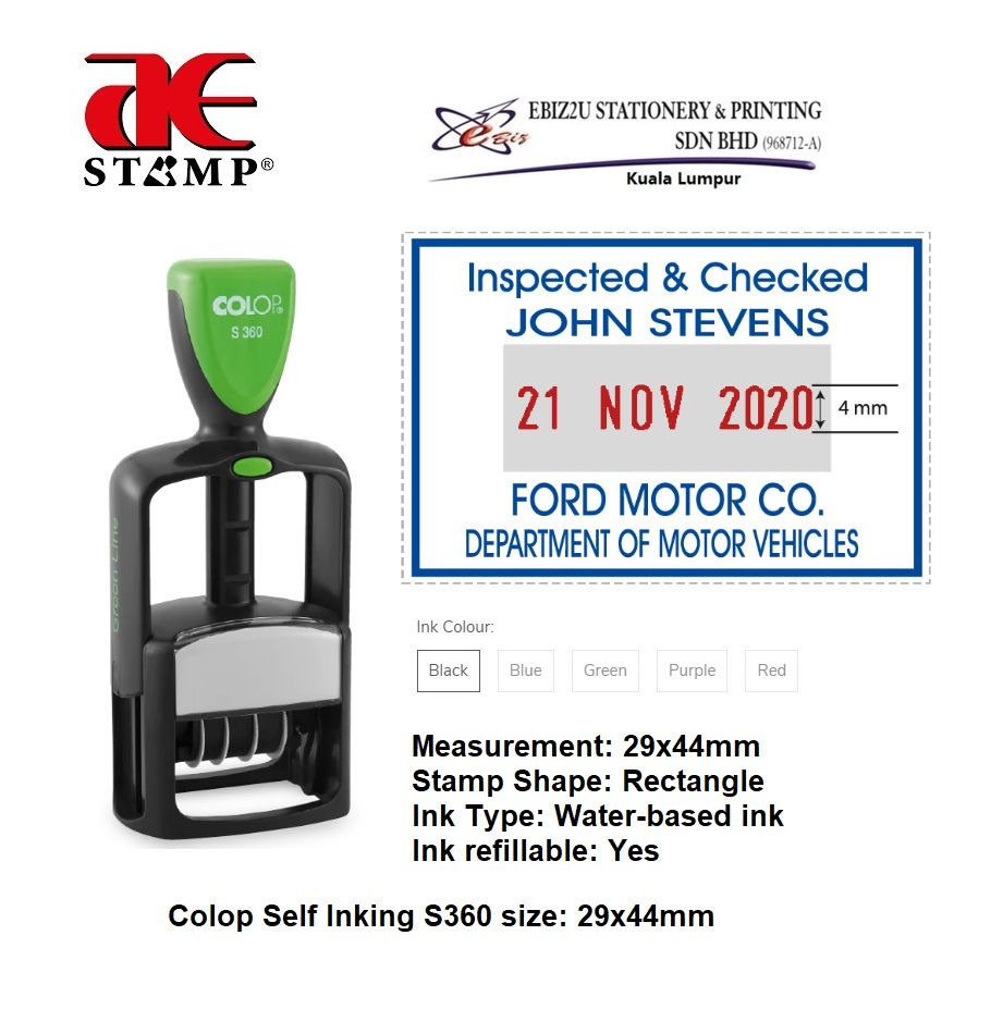 Colop Self Inking S360 size: 29x44mm