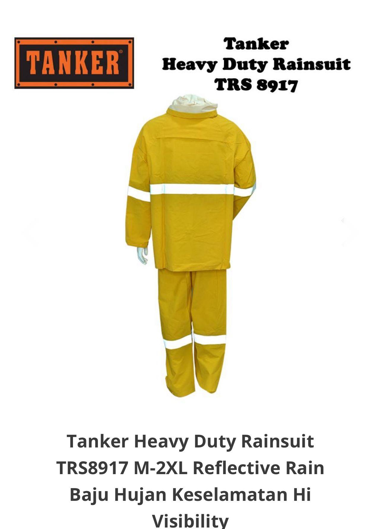 TANKER HEAVY DUTY RAINSUIT TRS8917 REFLECTIVE RAIN BAJU HUJAN KESELAMATAN HI VISIBILITY