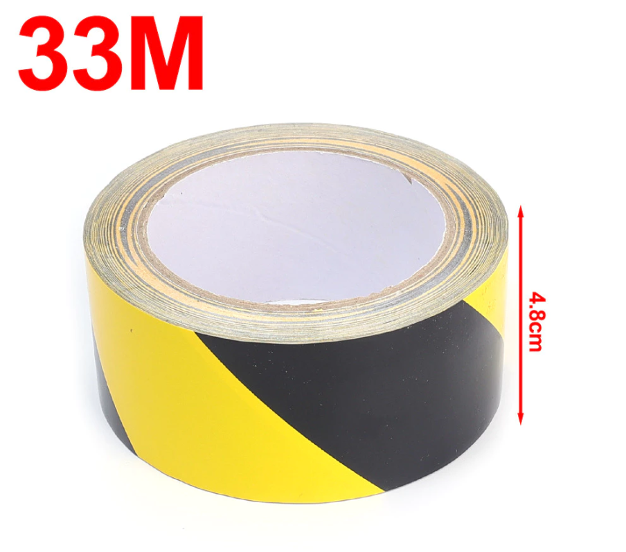 Black & Yellow Hazard Warning Safety Tape Self Adhesive (48mm x33 mm)