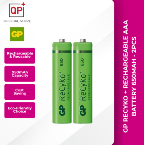 GP RECYKO + RECHARGEABLE AAA BATTERY 650MAH - 2PCS BATTERY AAA l BATERI l 电池-