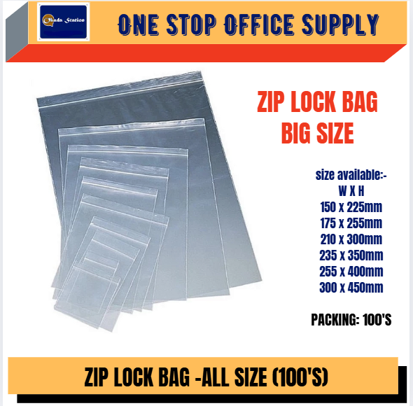 Zip Bag Lock Bag / Plastic Zipper Bag / PE Transparent Plastic Bag With Sealable Zipper / beg zip (100 pcs)