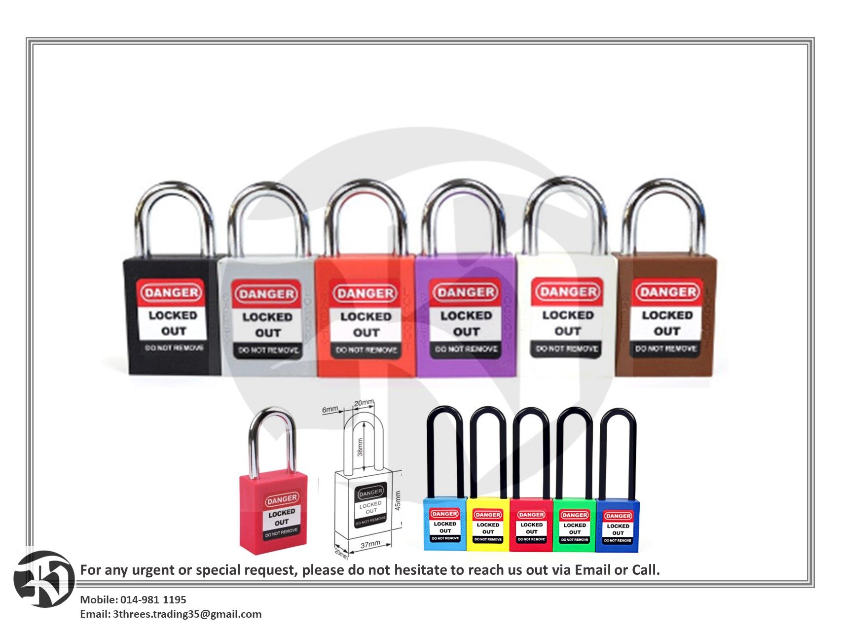Safety Padlock Stainless Steel Shackle 1-1/2" (38mm)