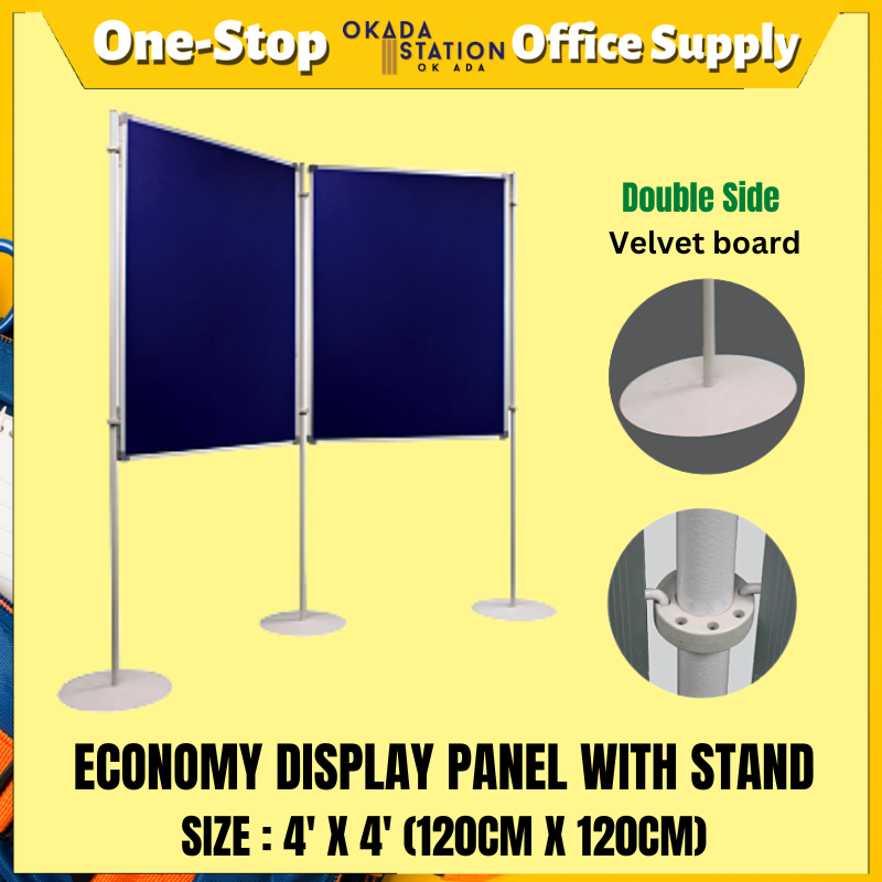 4' X 4' ECONOMY DISPLAY PANEL WITH STAND (VELVET) - DOUBLE SIDED / PANEL PAMERAN EKONOMI / FLEXI DISPLAY PANEL / ECONOMY PANEL / DISPLAY PANEL / DISPLAY PANEL WITH STAND / ALUMINIUM ECONOMY DISPLAY PANEL