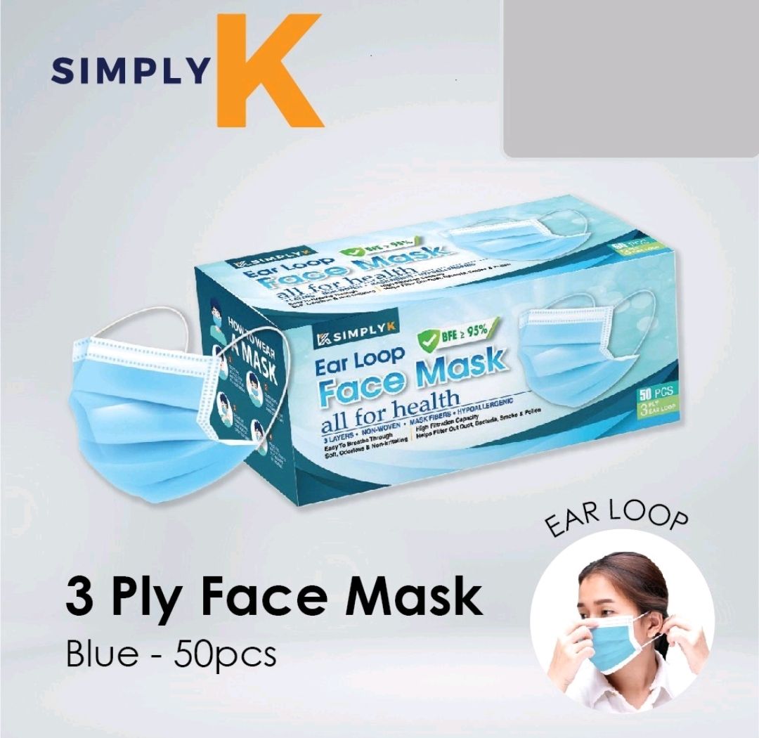 SIMPLYK Blue Face Mask (Ear Loop)50Pcs