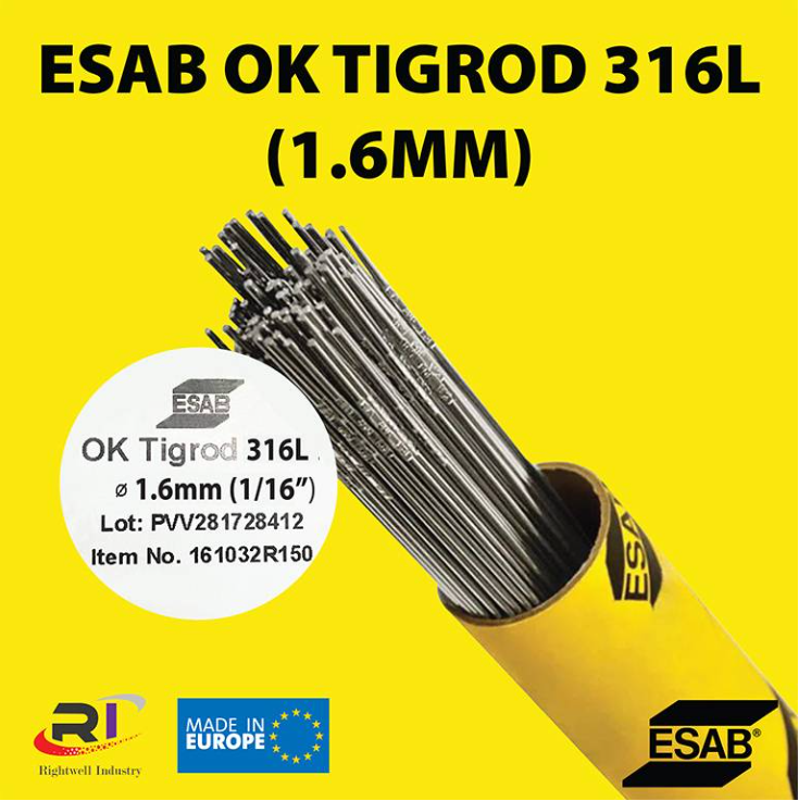 RIGHTWELL ESAB OK TIGROD 316L STAINLESS STEEL TIG WELDING ROD (1.6MM, 5KG)