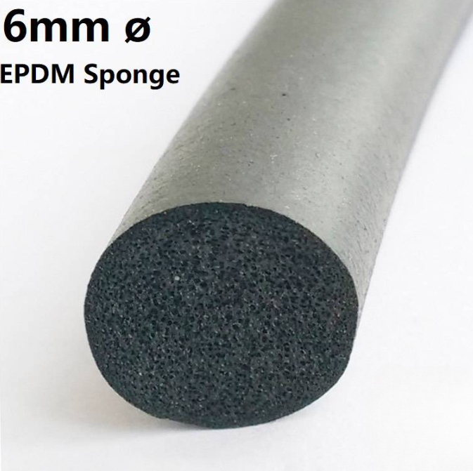 EPDM RUBBER SPONGE CORD CLOSED CELL ROUND FOAM STRIP 6MM DIAMETER BLACK