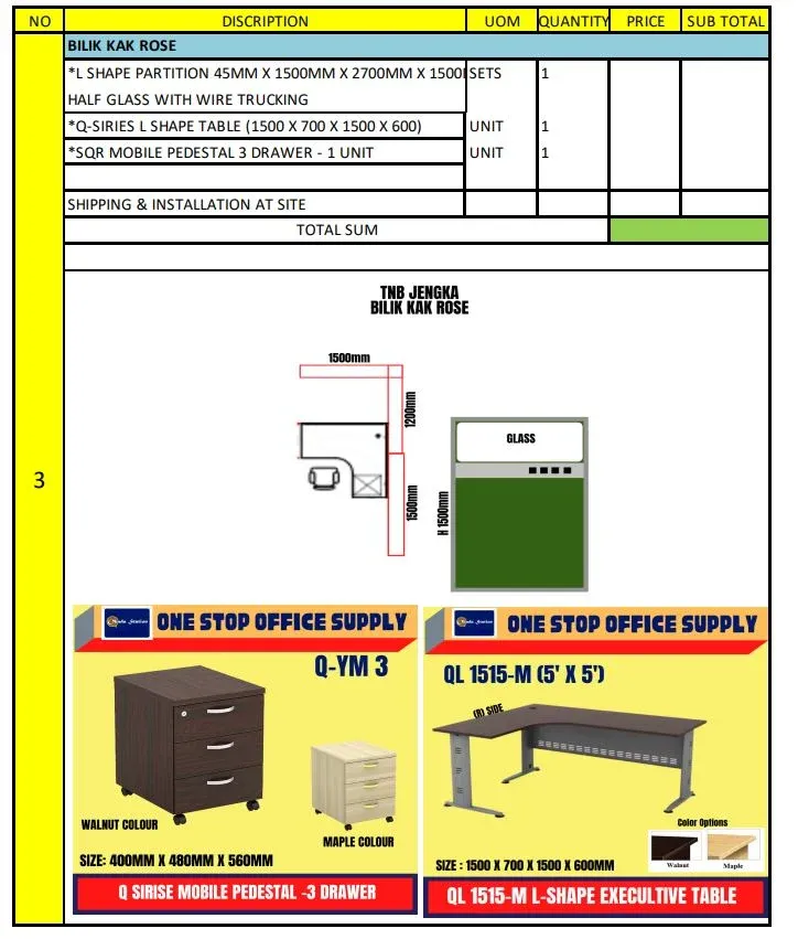 L SHAPE WORKSTATION WITH COMPLETED SET / WORKSTATION / OFFICE FURNITURE / 1 SEAT / OFFICE TABLE