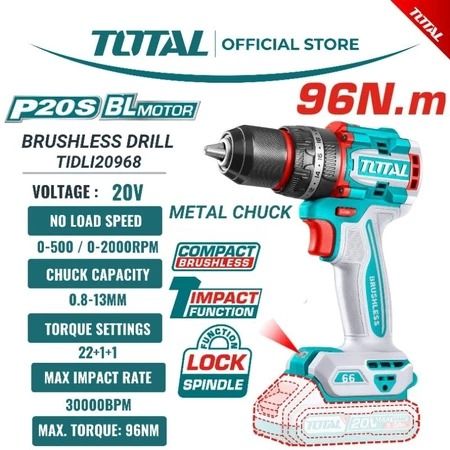 Total Li-ion 20V Cordless Impact Drill 96Nm - TIDLI20968