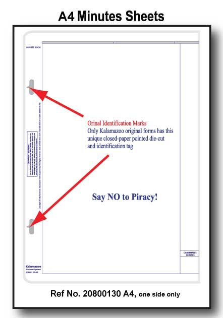 A4 MINUTE SHEET KALAMAZOO PAPER (20800130-A4)
