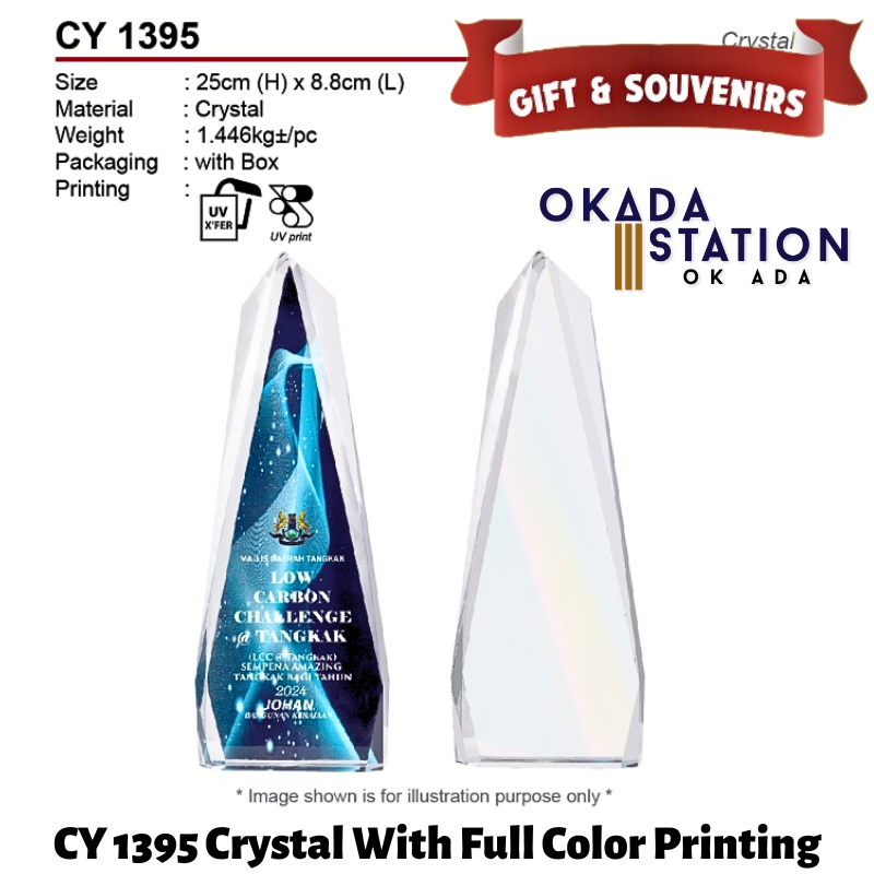 GIFT & SOUVENIRS : CY 1395 CRYSTAL WITH FULL COLOR PRINTING / CRYSTAL AWARD / AWARD TROPHY / TROFI / 25CM(H) / 1PC
