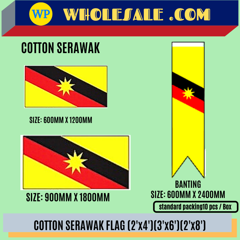 Sarawak Flag / Flag / Sarawak State Flag / Polymesh Cotton / 2'x4' / 3'x6' / 2'x8' / F1504-SRW / F15060-SRW / F15064-SRW / Bendera Sarawak / Bendera