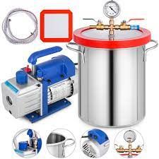 Vacuum pump Set with 2/3/5 galloon vacuum chamber For Degassing Silicone, Resin (5 Gallon Set)