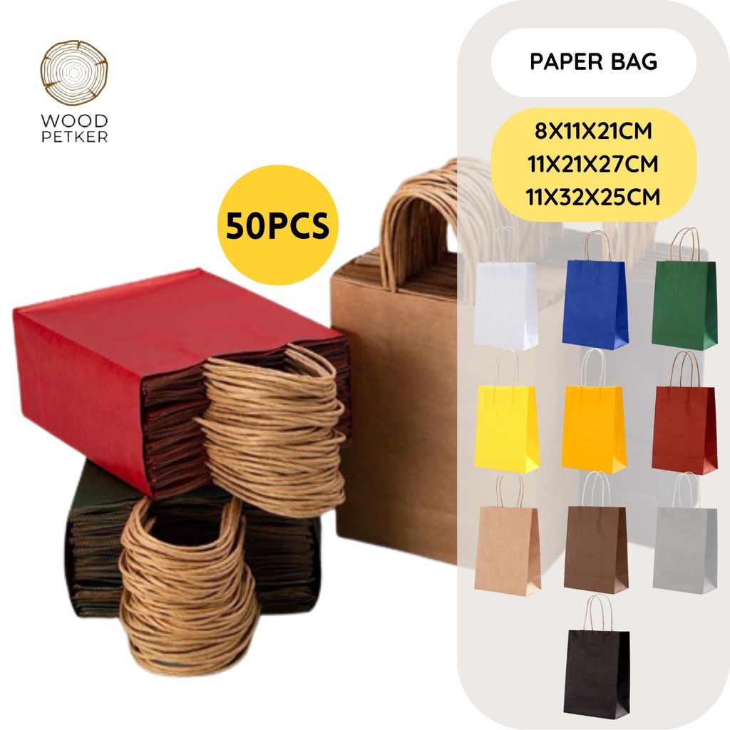*#50pcs Colourful Paper bag