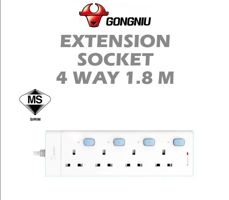 GONGNIU EXTENSION SOCKET 4 WAY 1.8M