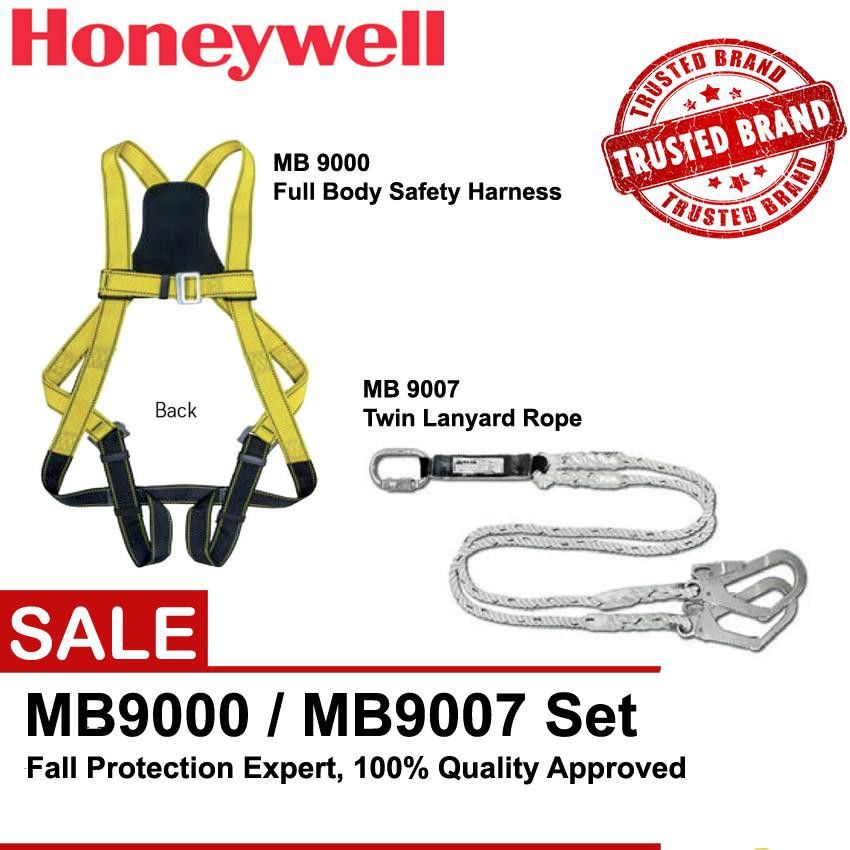 honeywell miller full body safety harness energy absorbing lanyard rope