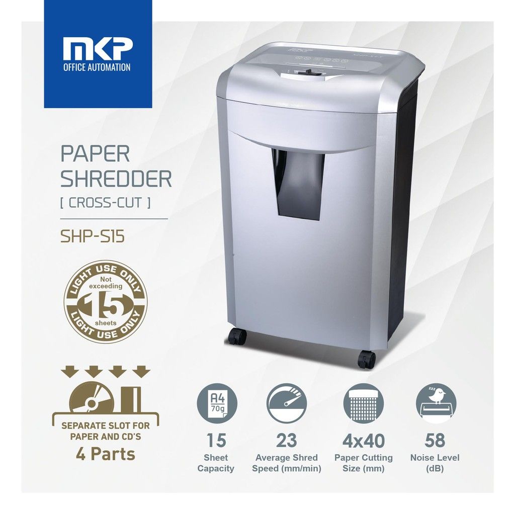 MKP SHP-S15 PAPER SHREDDER