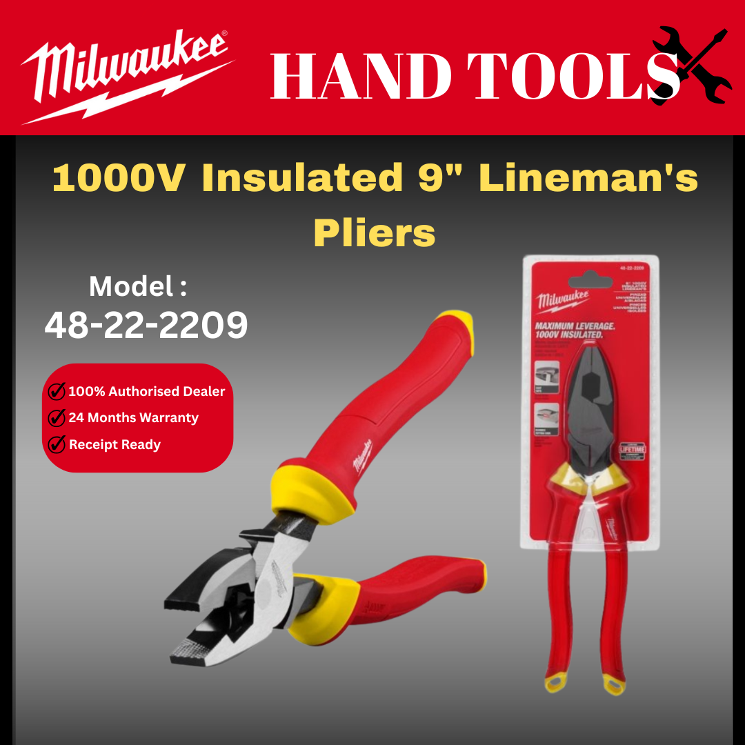 Milwaukee 1000V Insulated 9" Diagonal Cutting Pliers / 48-22-2209 / Insulated Pliers / Electrician Pliers / Milwaukee Pliers
