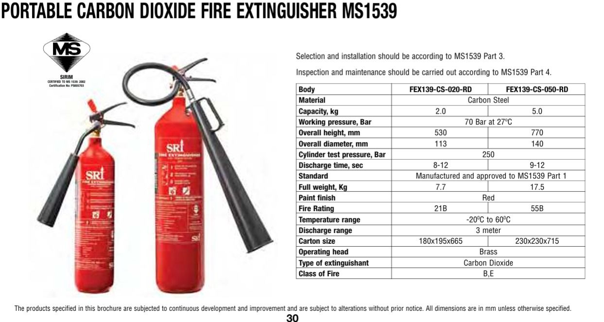 PORTABLE CARBON DIOXIDE FIRE EXTINGUISHER MS1539