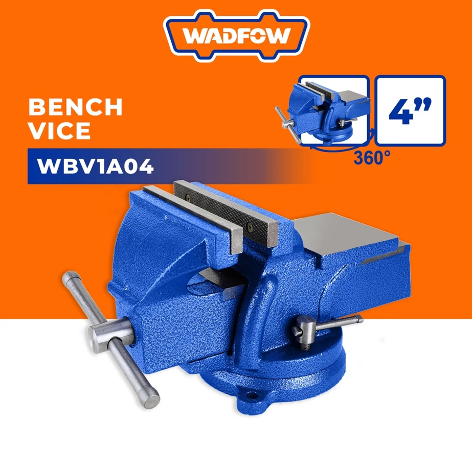 WADFOW BENCH VICE 360 DEGREE SWIVEL BASE & CAST IRON BODY VISE WITH ANVIL WEIGHT (5.5KG/4") (WBV1A04)