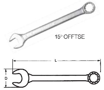 JONNESWAY SUPER TECH COMBINATION WRENCH, METRIC: 15MM, SAE: 19/32"