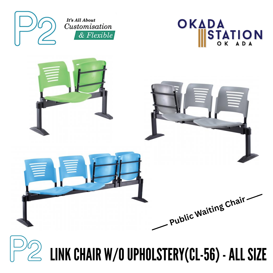 P2 OFFICE LINK CHAIR - ALL SIZE / 2 SEATER / 3 SEATER / 4 SEATER / FOLDABLE SEAT / EDUCATION CHAIR / PUBLIC CHAIR / LINK CHAIR / WAITING CHAIR / TRAINING CHAIR / VISITOR LINK CHAIR / AIRPORT LINK CHAIR / CLINIC LINK CHAIR / GUEST LINK CHAIR / KERUSI
