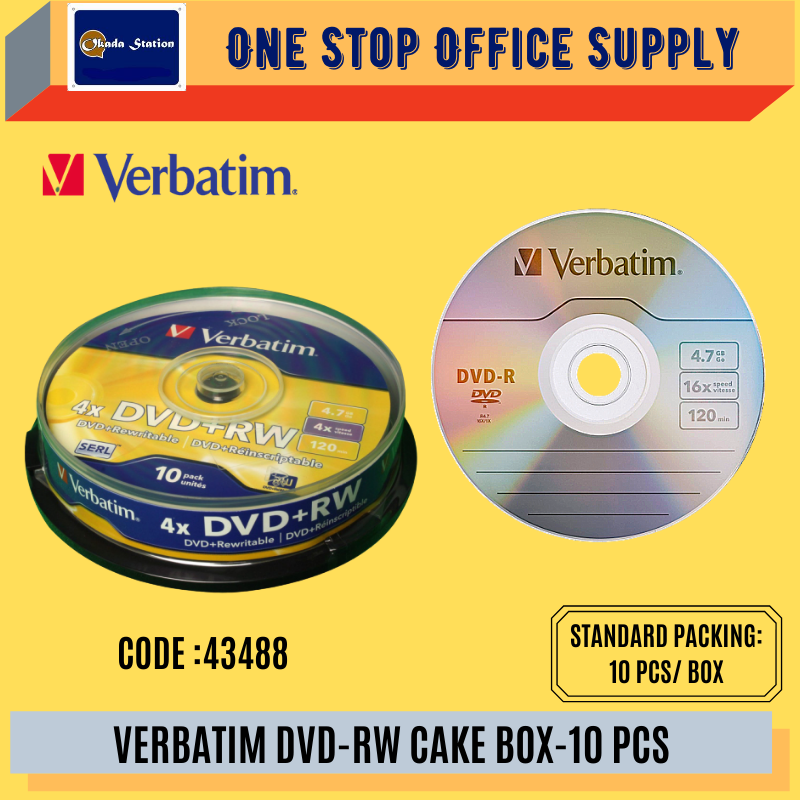 Verbatim DVD+RW Cake Box 4x Speed 43488 (10 pcs)