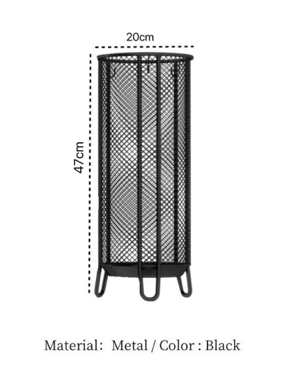 Umbrella Barrel Storage Drainage Rack Metal Stand 20cm x 47cm - BLACK