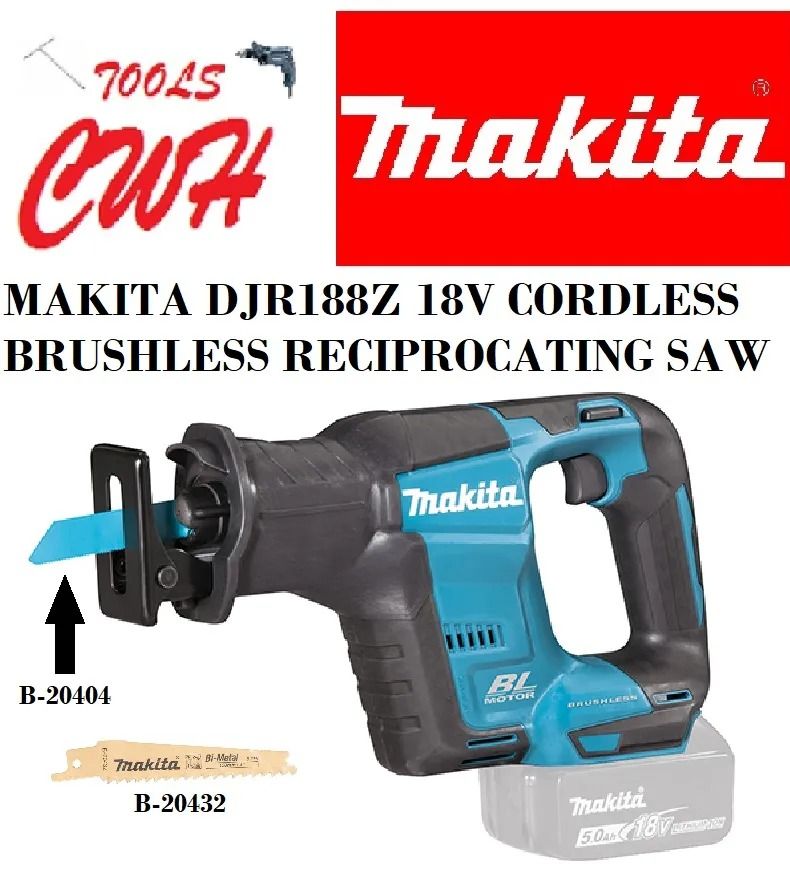Genuine Malaysia - DJR188 MAKITA 18V CORDLESS SABRE SAW/RECIPROCATING CUTIER (incl 2Batt + Charger), blades for wood & steel cut