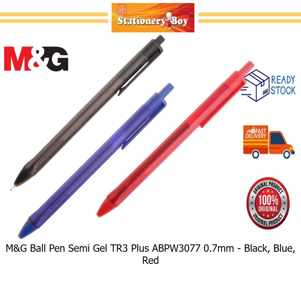 M&G Ball Pen Semi Gel TR3 Plus ABPW3077 0.7mm / Pen Dakwat - Black, Blue, Red