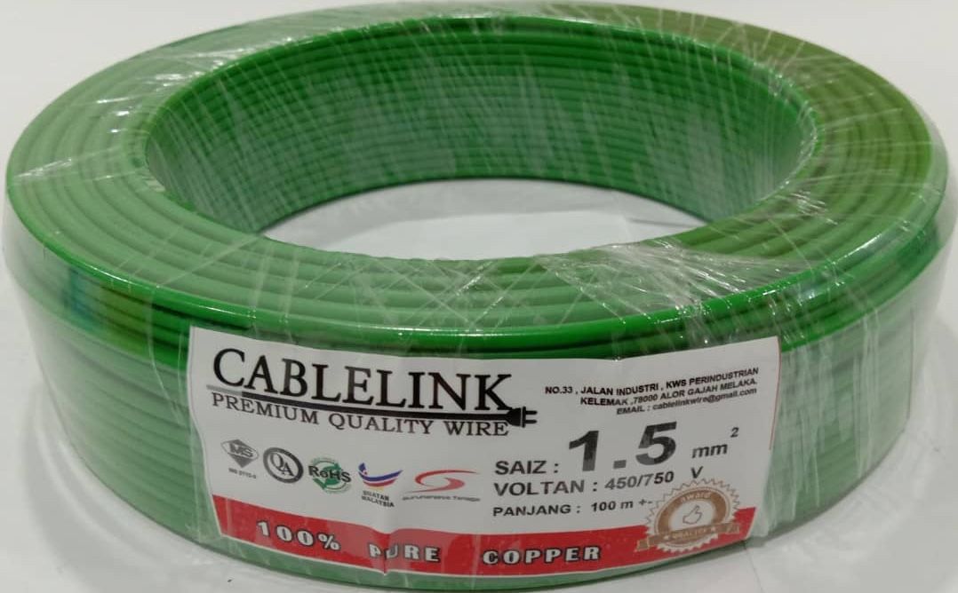 SE SETIA ELECTRIC 1.5MM 1 /METER CABLE GREEN