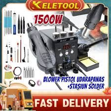Soldering gun SMD Rework Soldering Station 8586D 1200W Soldering Iron Hot Air Heat Gun For Welding Repair Tools Kit (8586+setB銆�500w銆�