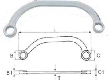 JONNESWAY DOUBLE ENDED RING WRENCH (STARTER), SIZE: 19 X 22MM