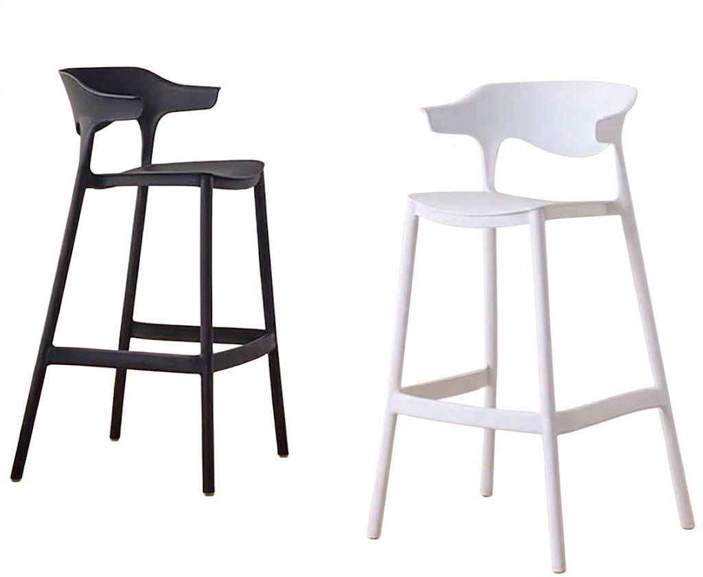 High Bar Stool Dining Bar Chair Cafe Plastic High Stools Kerusi Bar 75CM Height Stackable Nordic Arm Chair