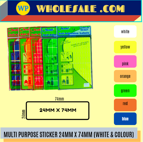 LABEL / MULTI PURPOSE / 24MM X 74MM / ALL COLOUR / STICKER LABEL / COLOUR LABEL