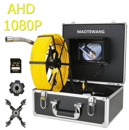 *DVR 7" Monitor Sewer Pipe Inspection Video Camera ,IP68 AHD 1080P Drain Sewer Pipeline Industrial Endoscope System with 12PCS
