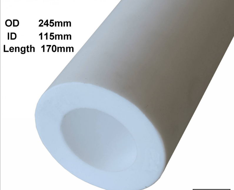 PTFE HOLLOW ROD OD 245MM X ID 115MM X 170MM L WHITE COLOR TUBE HOLLOW PIPE BUSH ROUND BAR