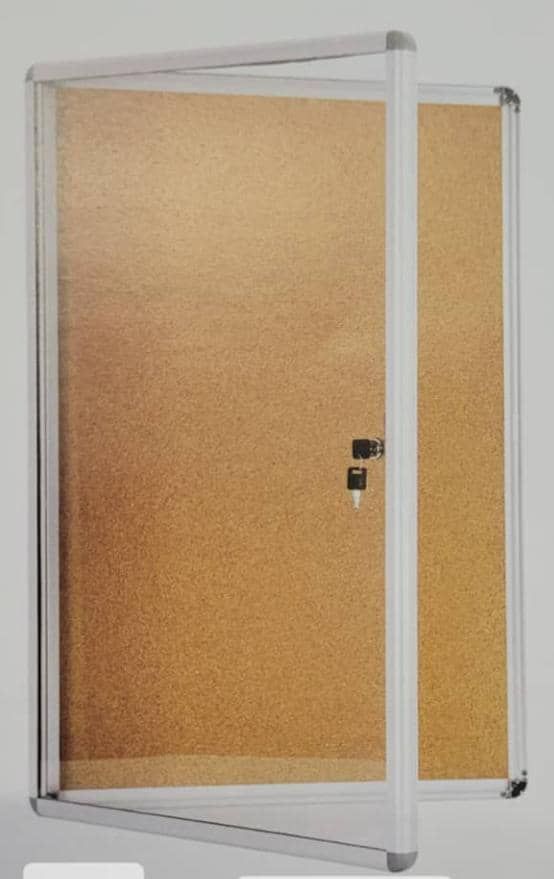 Display case notice board with swing door , size 5' x 4'