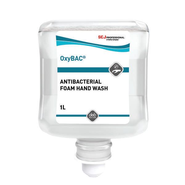 OxyBAC庐 FOAM Wash, Antibacterial Perfume-Free and Dye-Free Foam Hand Wash, 1L Cartridge, 6 Ea/Case