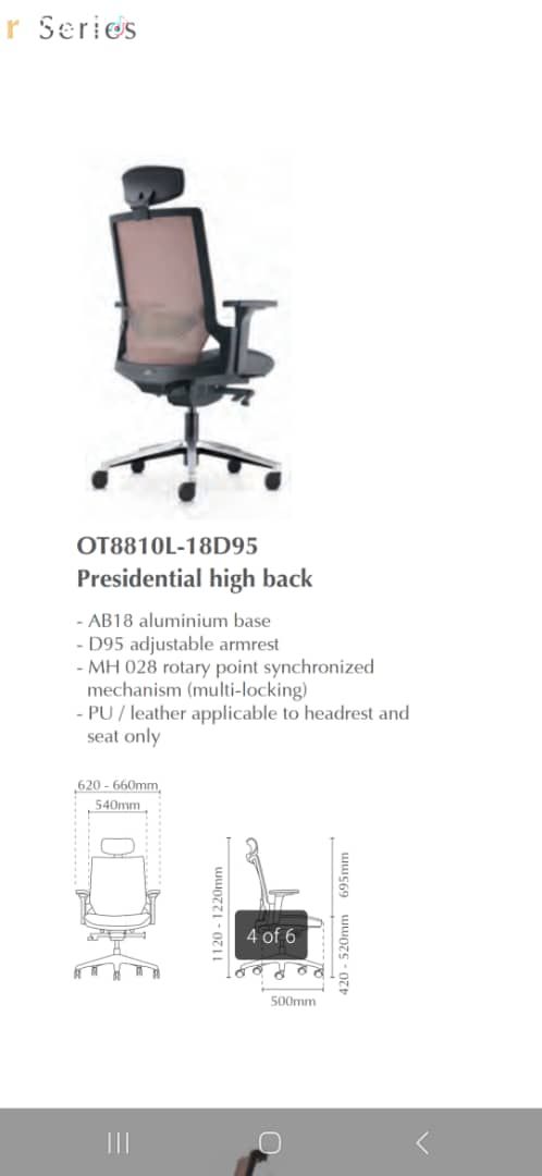NEXUS OTIS PRESIDENTIAL HIGH BACK CHAIR - OT8810L-18D95 PU Leather/Fabric Seat