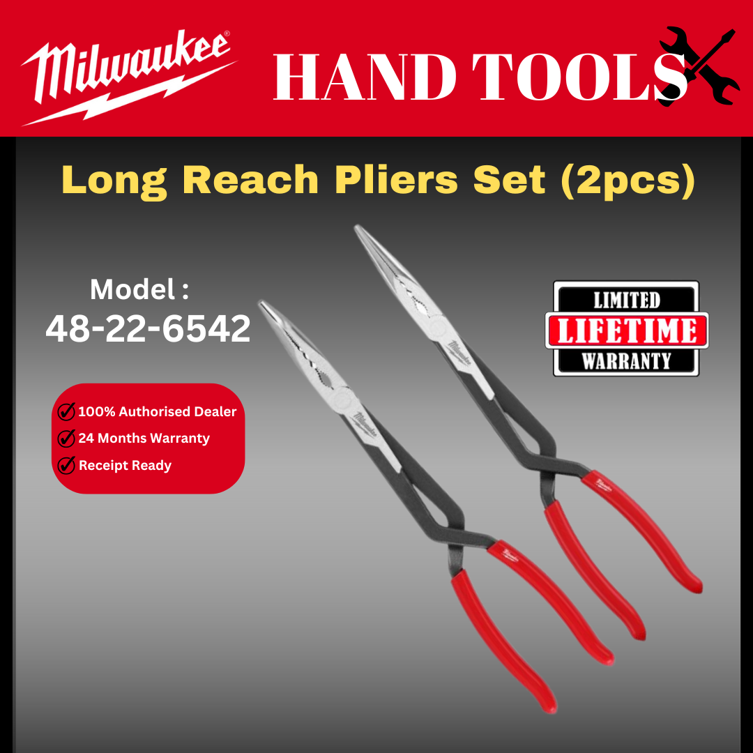 Milwaukee Long Reach Pliers Set (2pcs) / 48-22-6542 / Tight Spaces Pliers / Pliers and Clamps / Hand tools