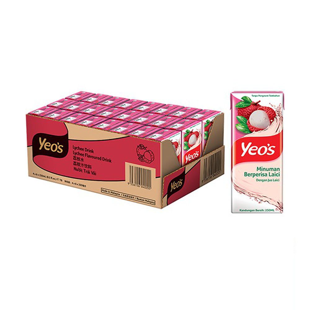 Yeo's Packet Drink 24 X 250ML - Lychee