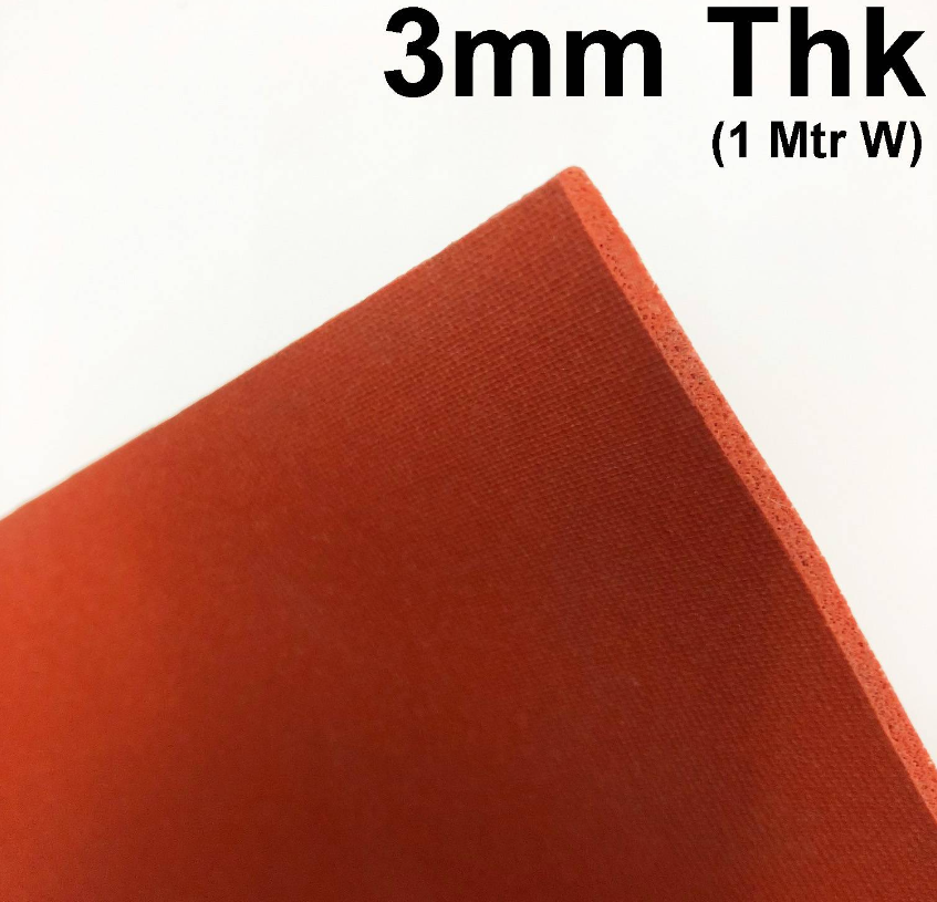 RED SILICONE SPONGE RUBBER SHEET CLOSED CELL SILICONE FOAM GASKET ROUGH SURFACE 3MM THICK