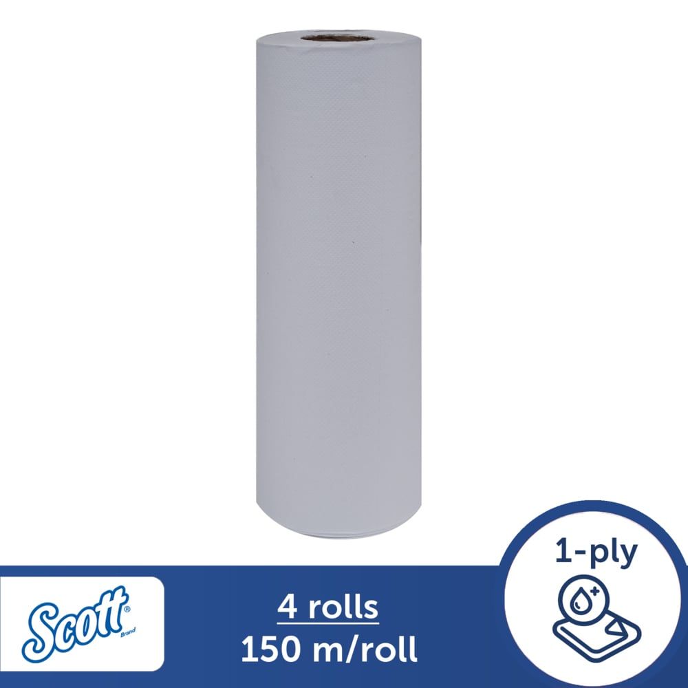 Scott庐 Clinical Rolls (20251), White 1-Ply, 4 Rolls / Case, 150m / Roll (600m)